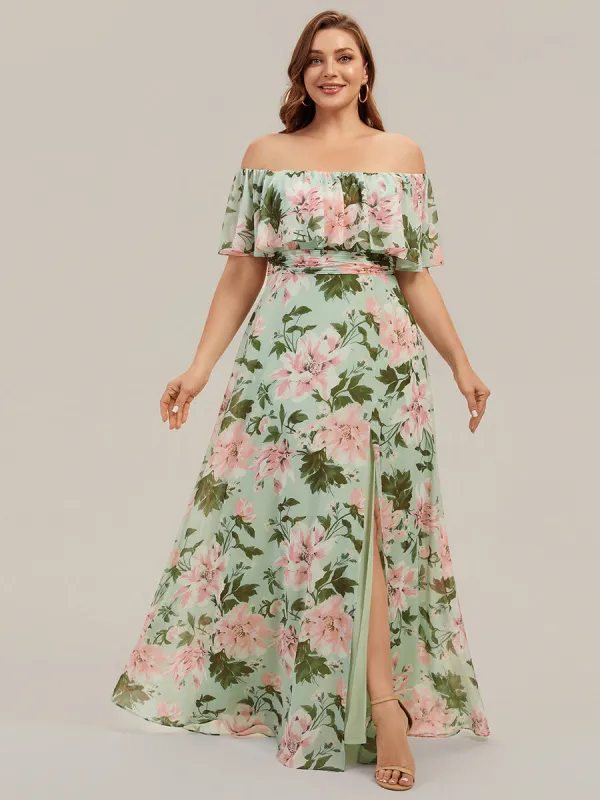 ever ÉMILE|Plus Size Off the Shoulder Formal Bridesmaid Dress with Thigh Split made by Ever Pretty