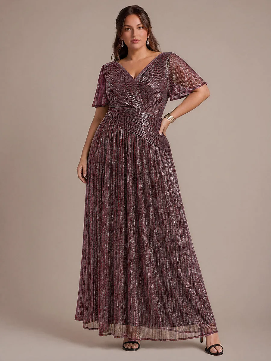 Plus Size Pleating Lurex Tulle Ruffle Sleeve Evening Dress sold by Ever Pretty product image thumbnail 4