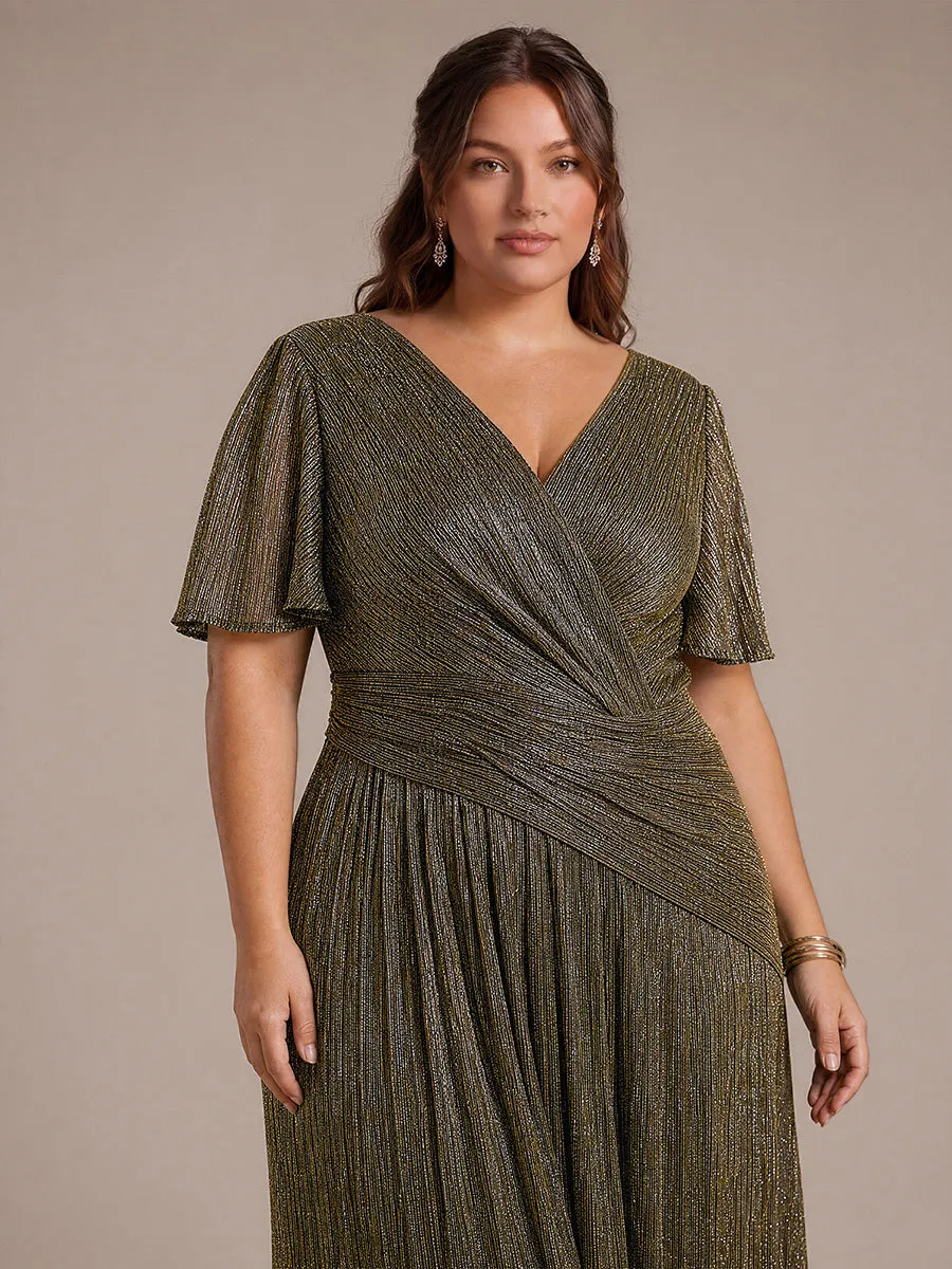 Plus Size Pleating Lurex Tulle Ruffle Sleeve Evening Dress sold by Ever Pretty product image thumbnail 3
