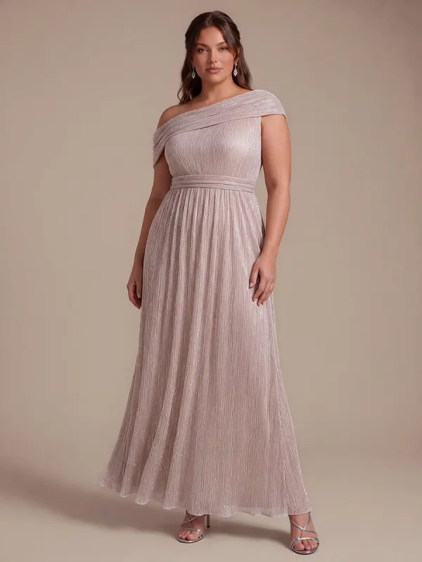 Plus Size Pleating Lurex Tulle Shimmer Sleeveless Evening Dress made by Ever Pretty