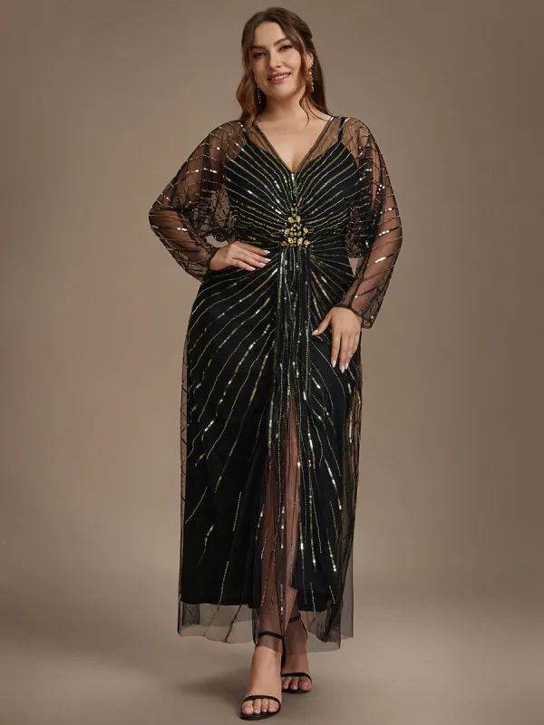 Plus Size Beading Tulle Evening Dress made by Ever Pretty
