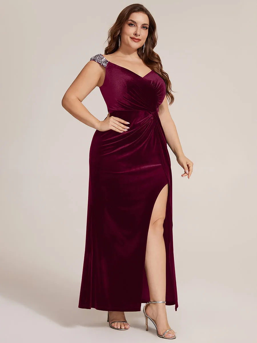 Plus Size Knot Detail Velvet Evening Dress sold by Ever Pretty product image thumbnail 4
