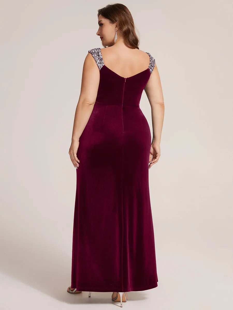 Plus Size Knot Detail Velvet Evening Dress sold by Ever Pretty product image thumbnail 2
