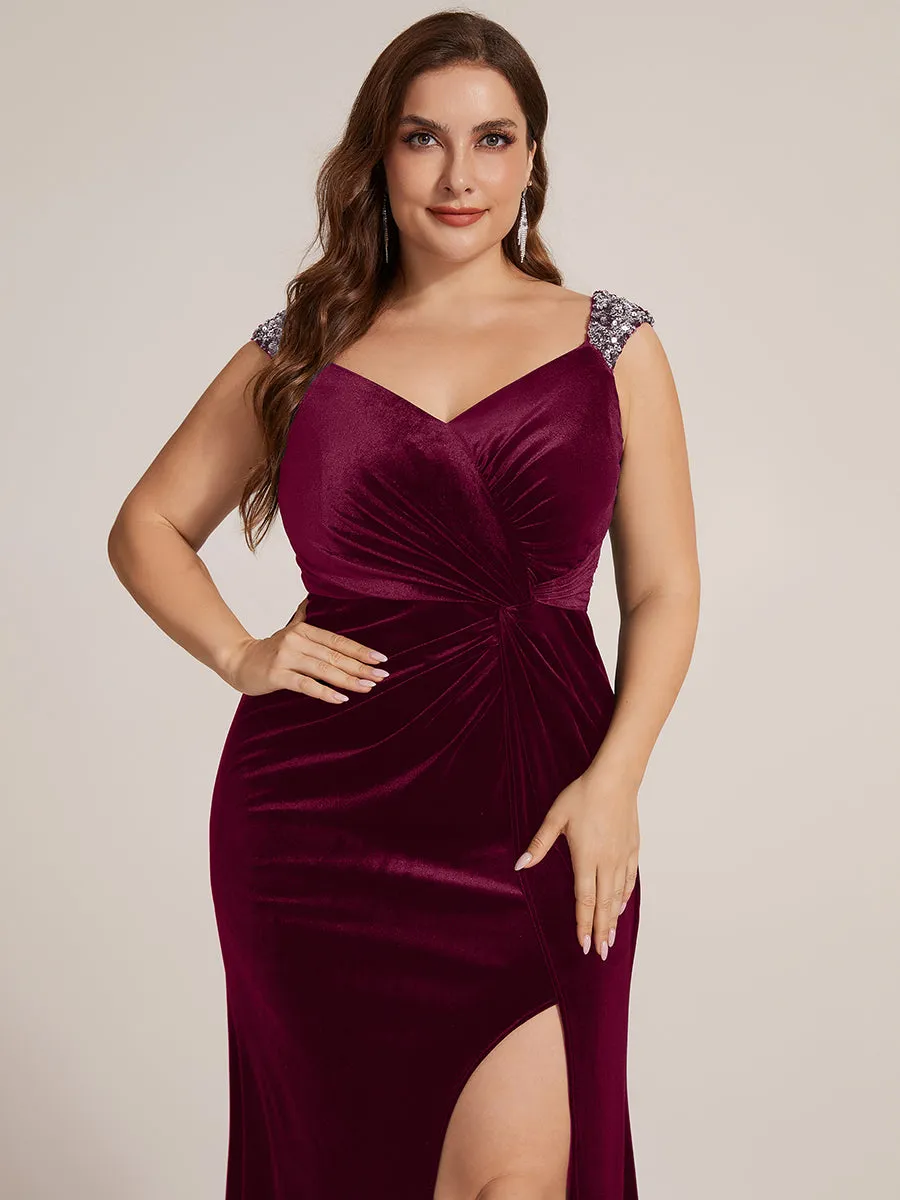Plus Size Knot Detail Velvet Evening Dress sold by Ever Pretty product image thumbnail 3