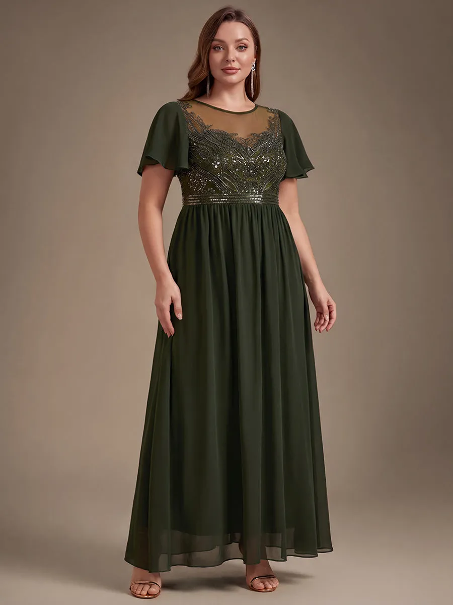 Plus Size Sequin See-Through Tulle Evening Dress sold by Ever Pretty product image thumbnail 4