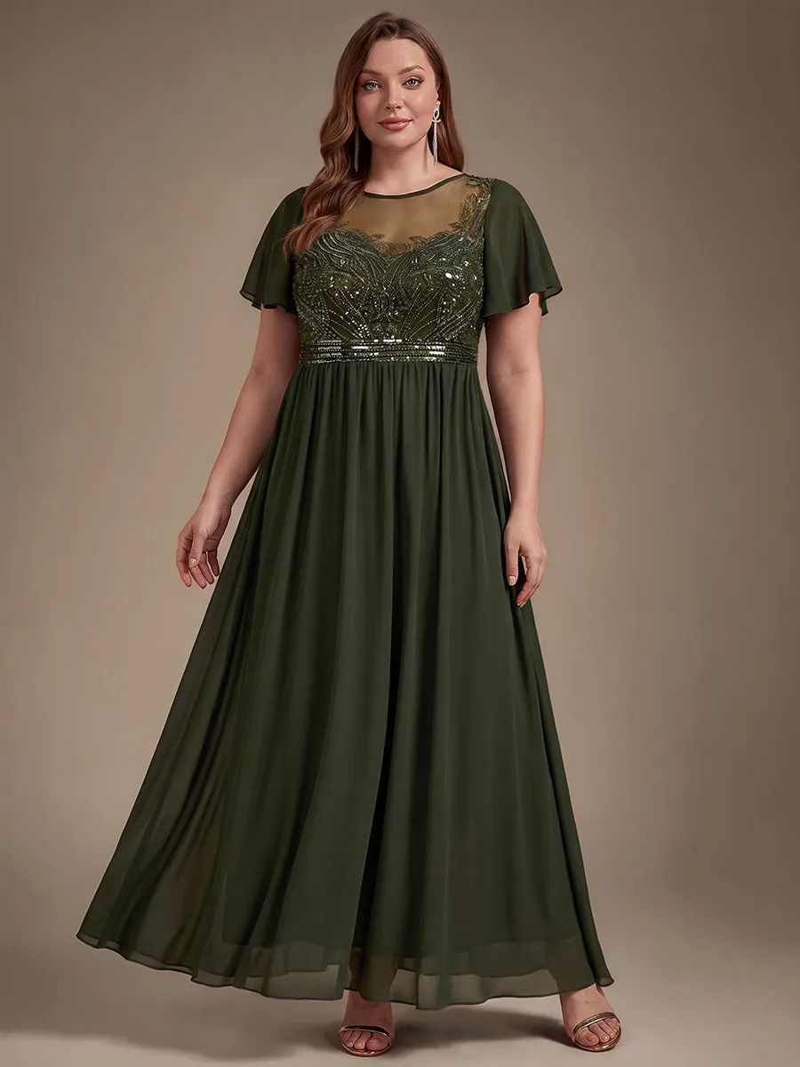 Plus Size Sequin See-Through Tulle Evening Dress sold by Ever Pretty