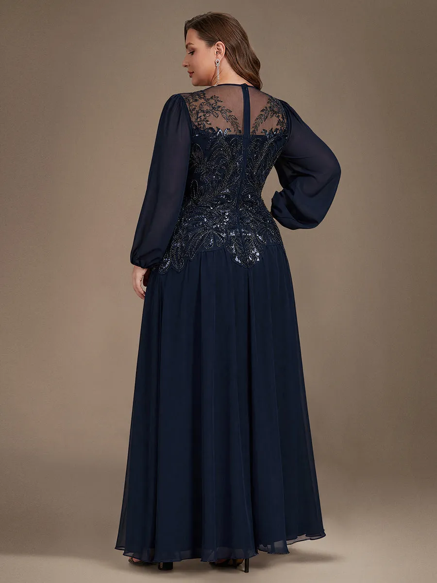 Plus Size See-through Tulle Puff Sleeve Evening Dress sold by Ever Pretty product image thumbnail 2