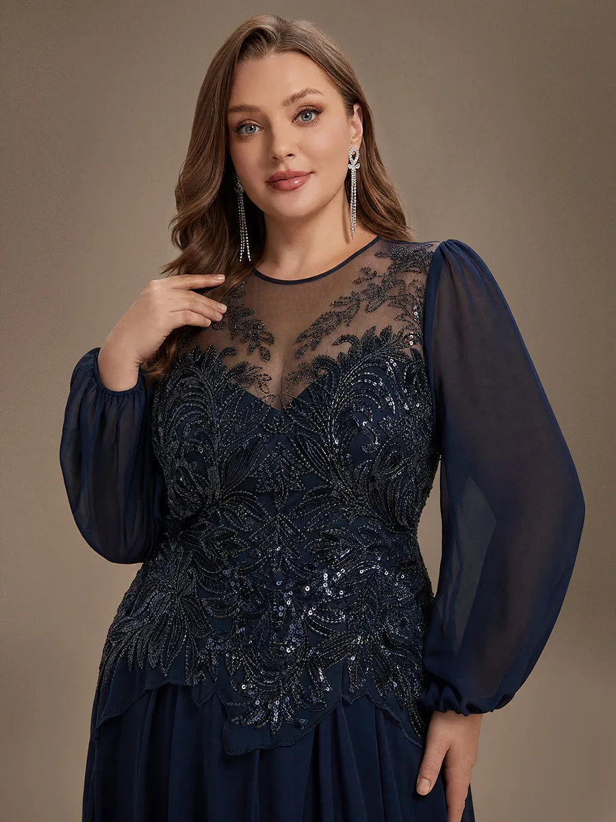 Plus Size See-through Tulle Puff Sleeve Evening Dress sold by Ever Pretty product image thumbnail 3