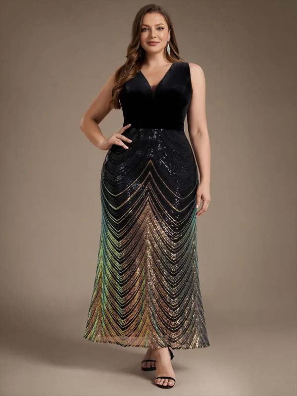 Plus Size Sequins Sleeveless Mermaid Formal Dress made by Ever Pretty