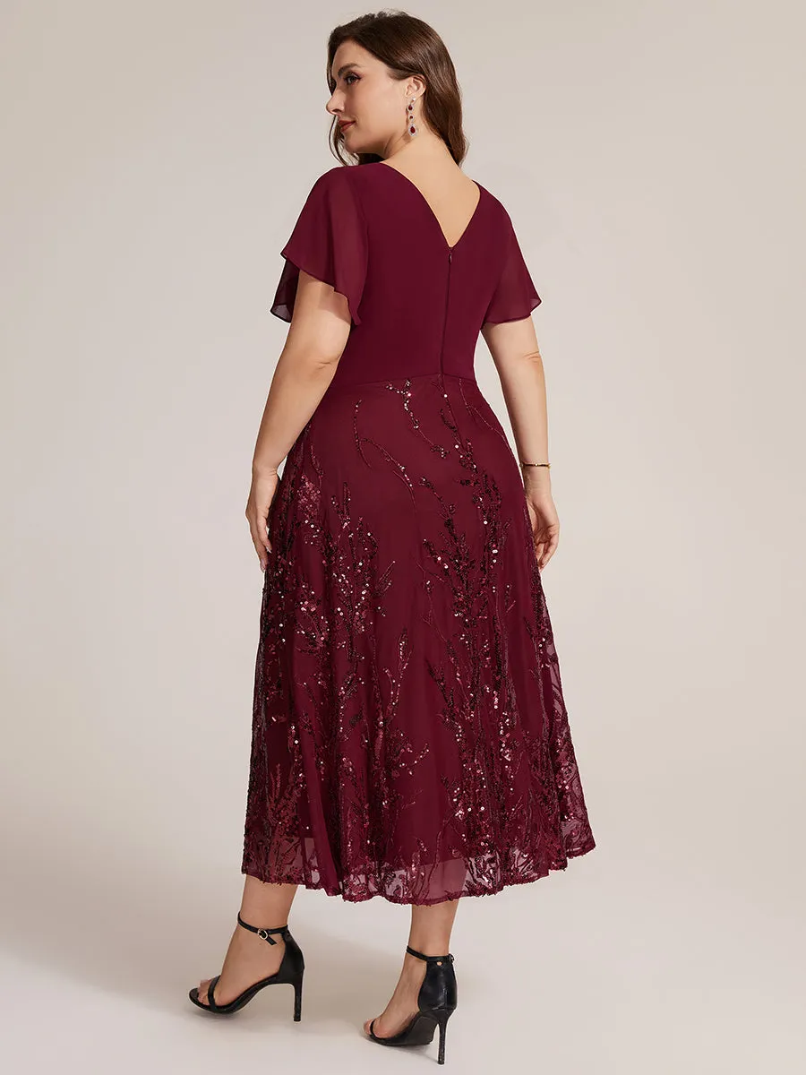 Plus Size Chiffon Sequin Ruffle Sleeve Evening Dress sold by Ever Pretty product image thumbnail 4