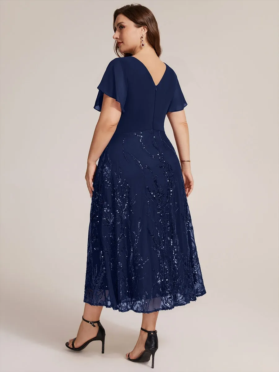Plus Size Chiffon Sequin Ruffle Sleeve Evening Dress sold by Ever Pretty product image thumbnail 2