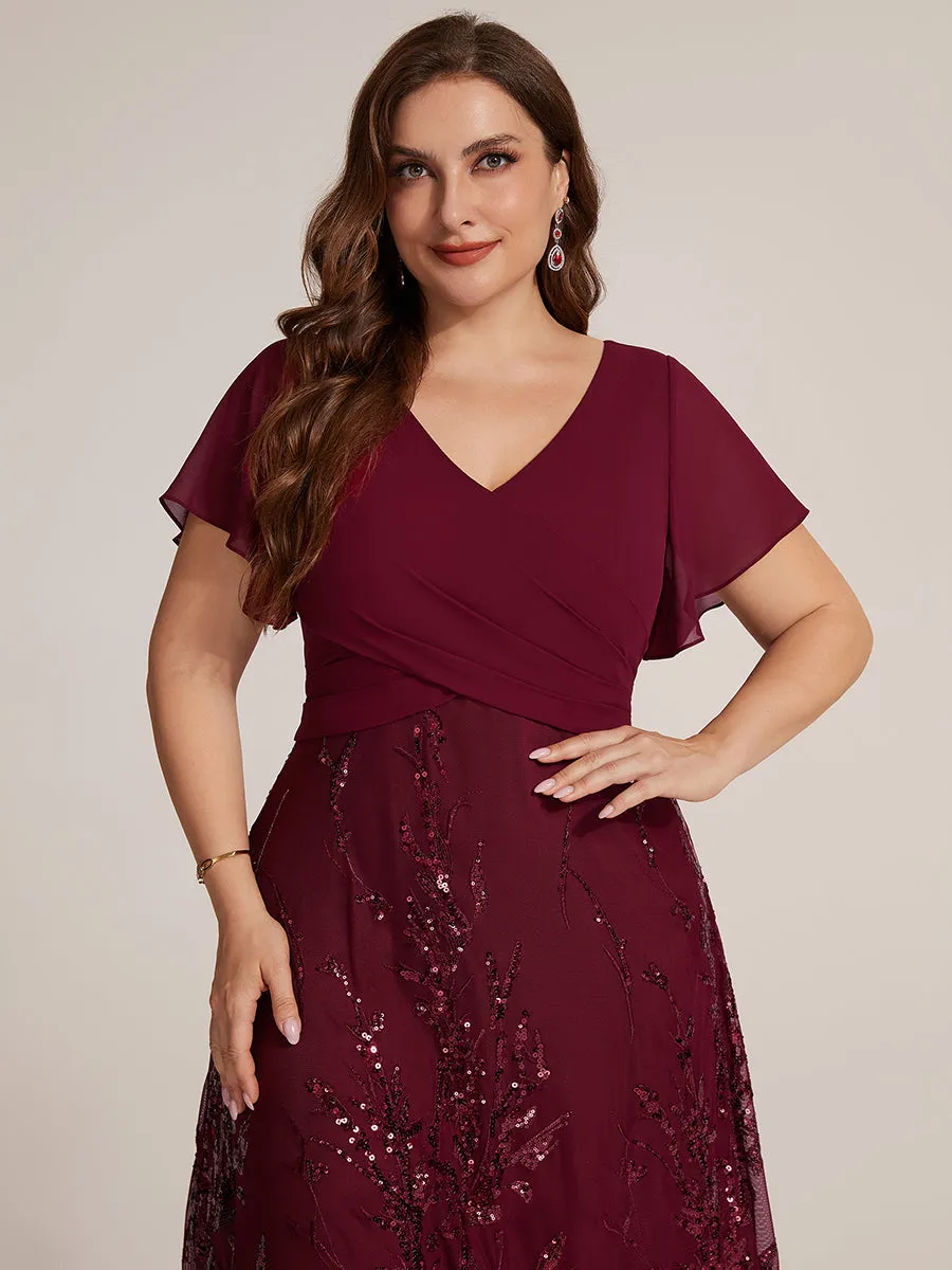 Plus Size Chiffon Sequin Ruffle Sleeve Evening Dress sold by Ever Pretty product image thumbnail 5