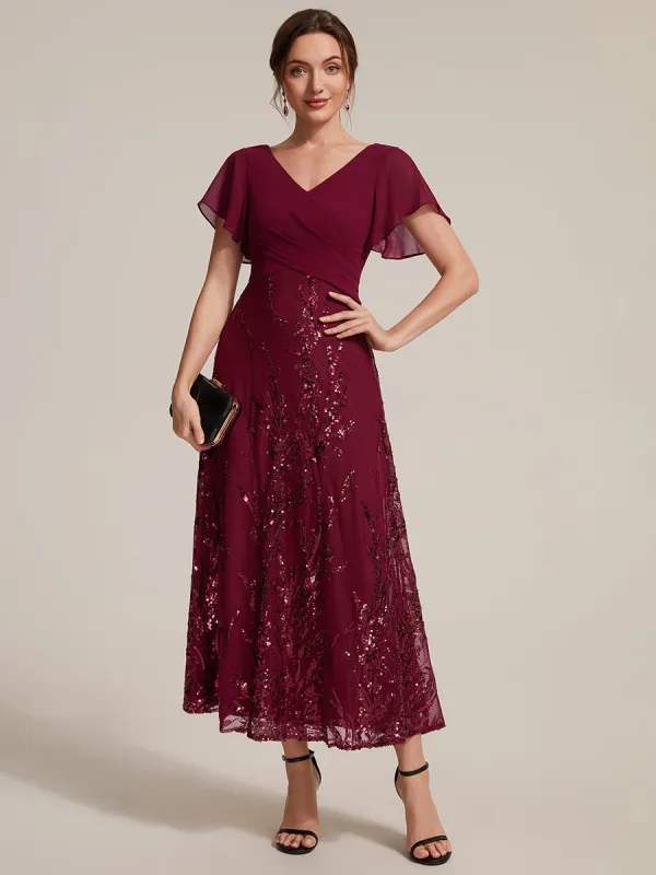 Sequin Chiffon A-Line Evening Dress made by Ever Pretty