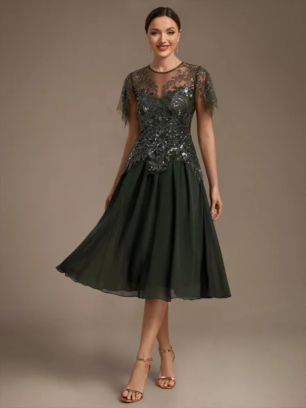 Ruffle See-Through Ruffle Sleeve Wedding Guest Dress made by Ever Pretty