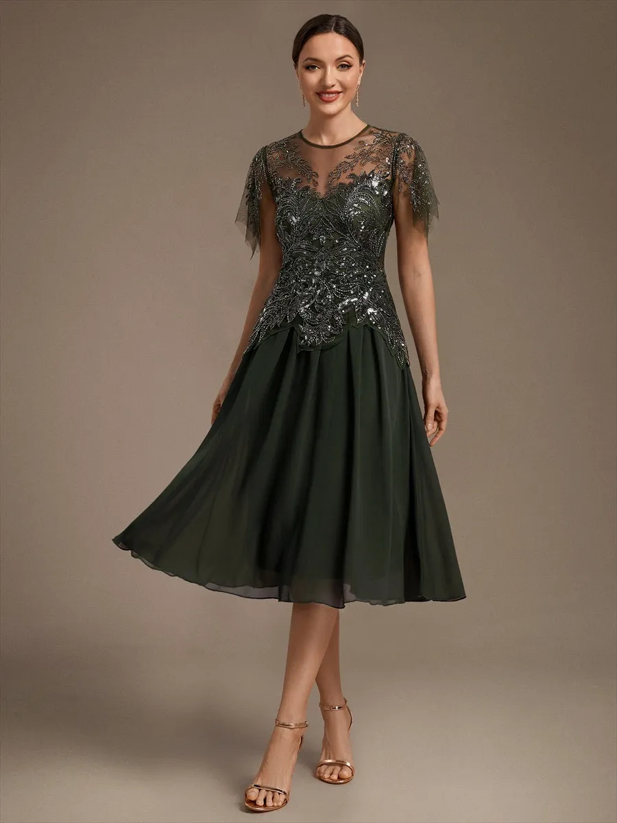 Ruffle See-Through Ruffle Sleeve Wedding Guest Dress sold by Ever Pretty