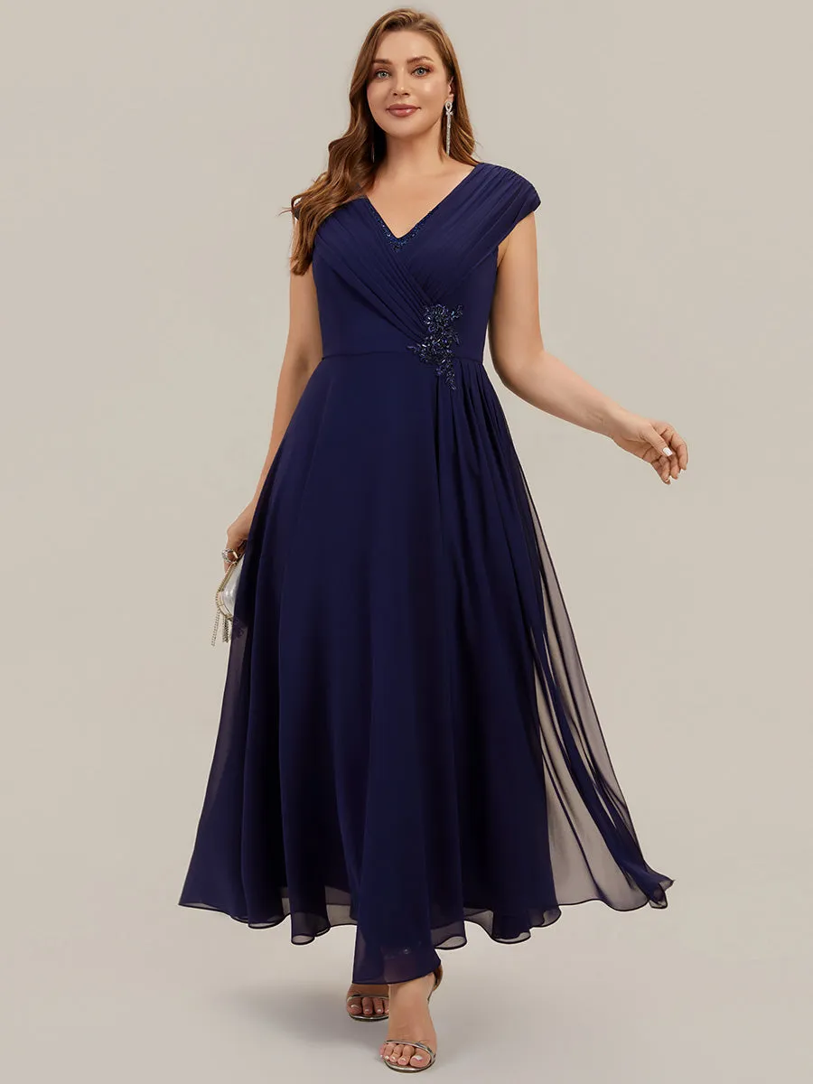 Plus Size Flowing Ribbons Cap Sleeve Mother of the Bride Dress sold by Ever Pretty product image thumbnail 3