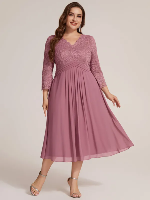 Plus Size Lace Fitted Sleeve Wedding Guest Dress made by Ever Pretty
