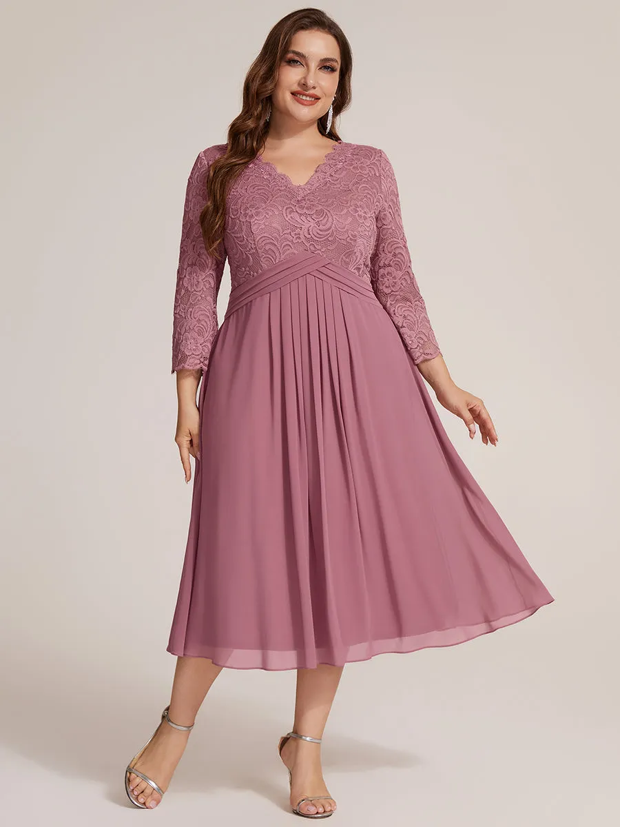 Plus Size Lace Fitted Sleeve Wedding Guest Dress sold by Ever Pretty