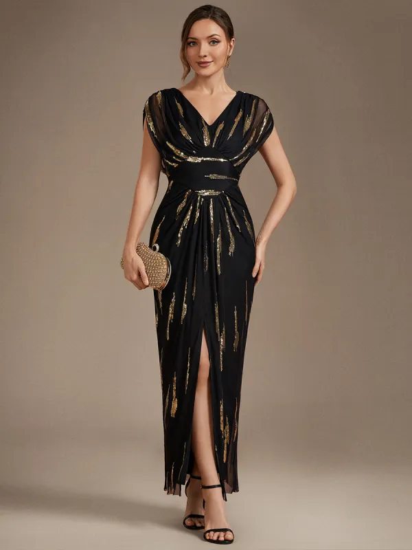 Sequin Tulle Batwing Sleeve Evening Dress made by Ever Pretty