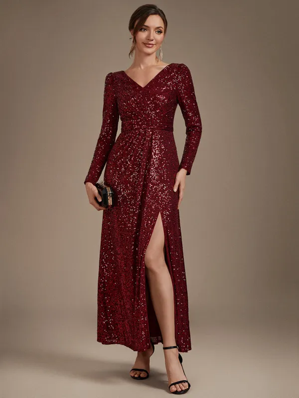 Sequins Fitted Long Sleeve Sheath Evening Dress made by Ever Pretty