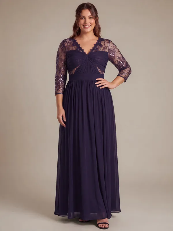 Plus Size See-through Long Sleeve Chiffon Evening Dress made by Ever Pretty