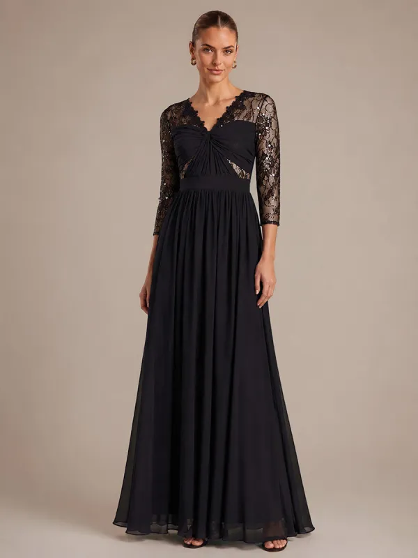 See-through Chiffon Fitted Sleeve Evening Dress made by Ever Pretty