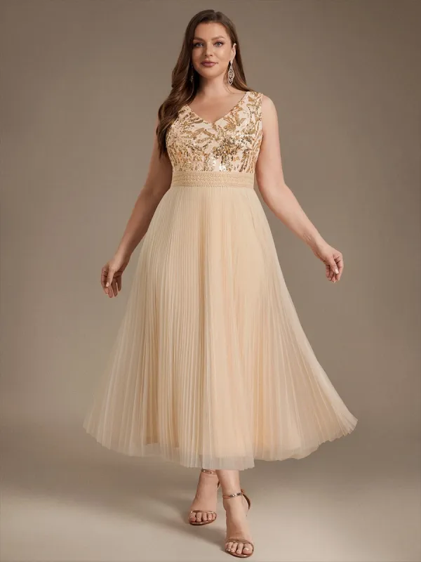 Plus Size Tulle Sleeveless Wedding Guest Dress made by Ever Pretty