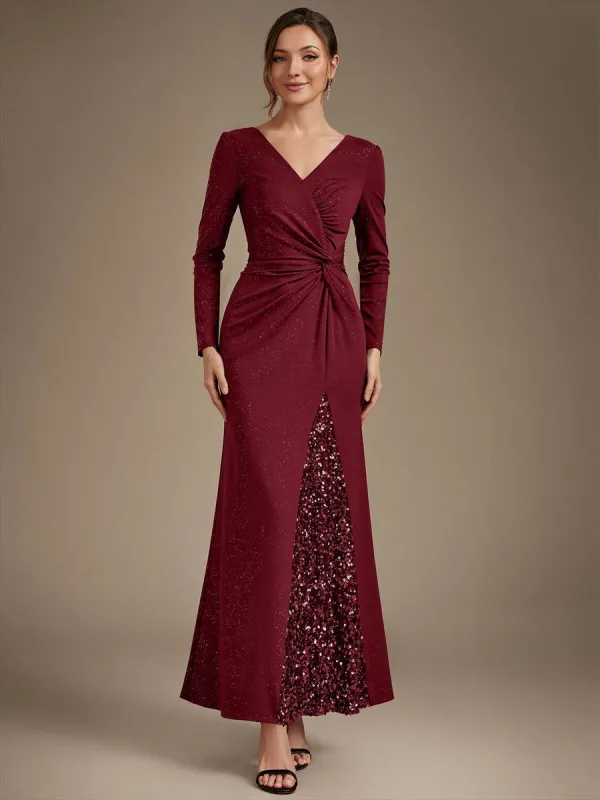 Sequin Knit Long Sleeve Evening Dress made by Ever Pretty