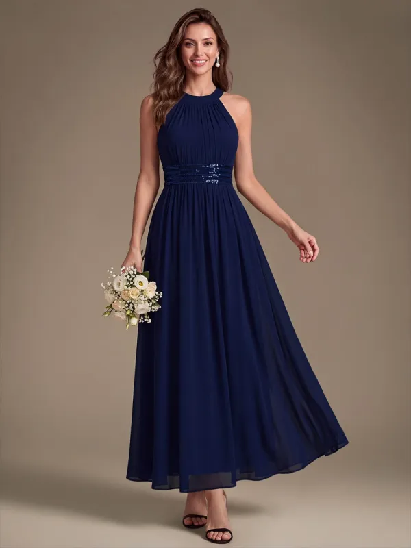 Chiffon Halter Sleeveless A-Line Bridesmaid Dress made by Ever Pretty