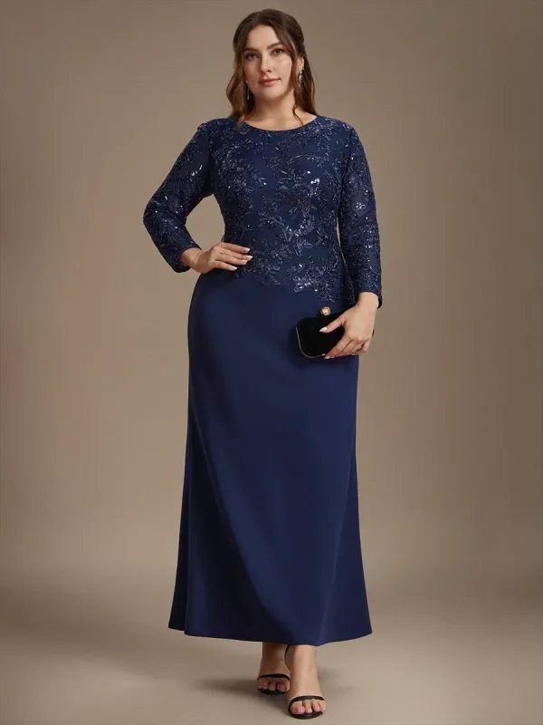 Plus Size Sequins Fitted Sleeve Mother of the Bride Dress made by Ever Pretty
