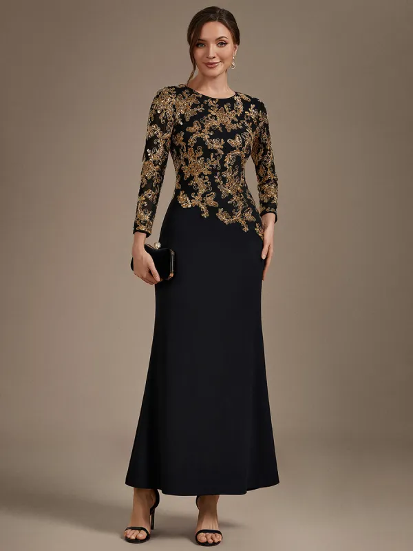 Sequin Fitted Sleeve Mother of the Bride Dress made by Ever Pretty