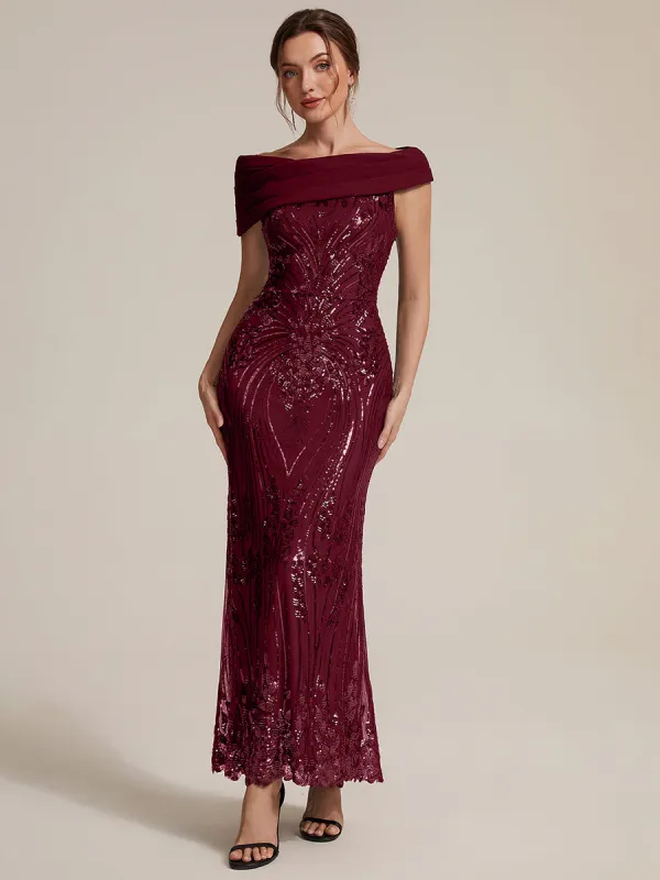 Sequin Off-the-shoulder Sleeve Evening Dress made by Ever Pretty