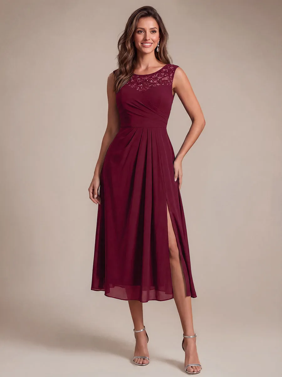Sequin Lace Chiffon Sleeveless Wedding Guest Dress sold by Ever Pretty