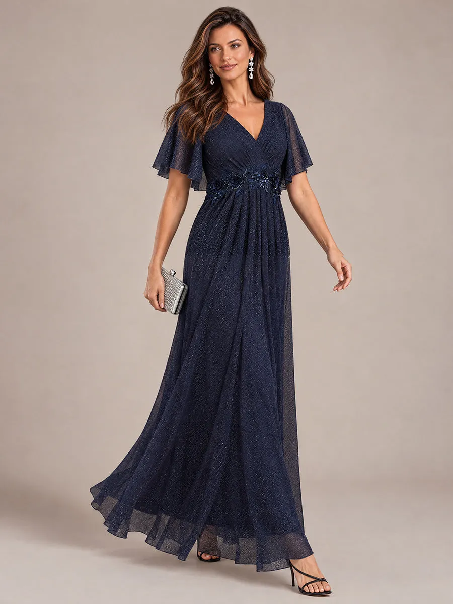 Pleating Lurex Mesh Ruffle Sleeve Evening Dress sold by Ever Pretty product image thumbnail 4