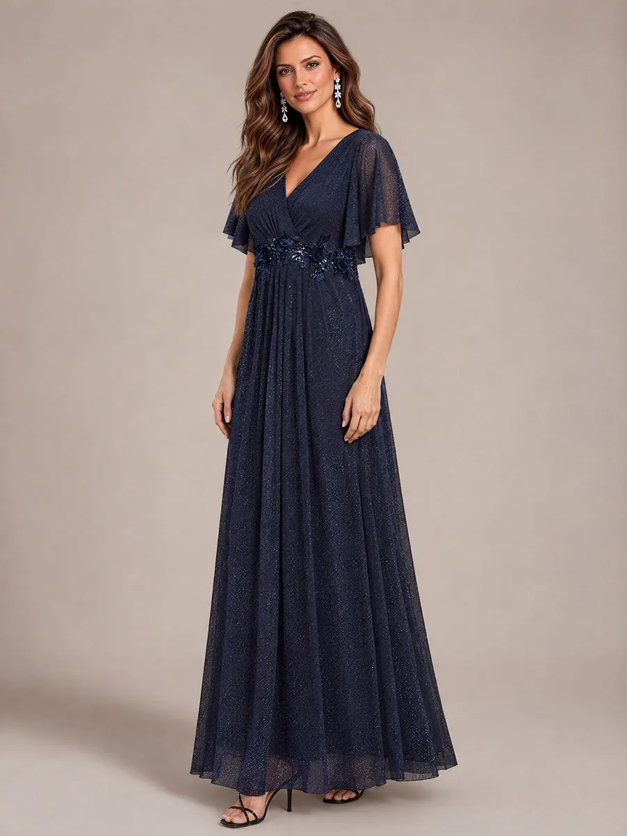 Pleating Lurex Mesh Ruffle Sleeve Evening Dress sold by Ever Pretty product image thumbnail 5