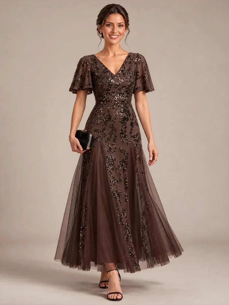 Tiered Tulle Sequins Ruffle Sleeve Evening Dress sold by Ever Pretty product image thumbnail 5