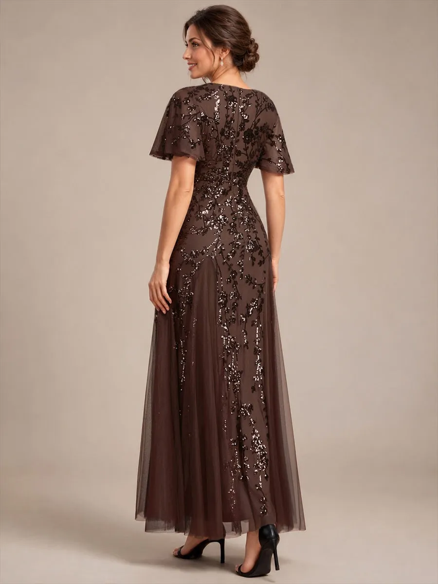 Tiered Tulle Sequins Ruffle Sleeve Evening Dress sold by Ever Pretty product image thumbnail 2