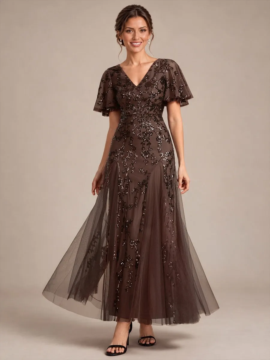 Tiered Tulle Sequins Ruffle Sleeve Evening Dress sold by Ever Pretty product image thumbnail 4