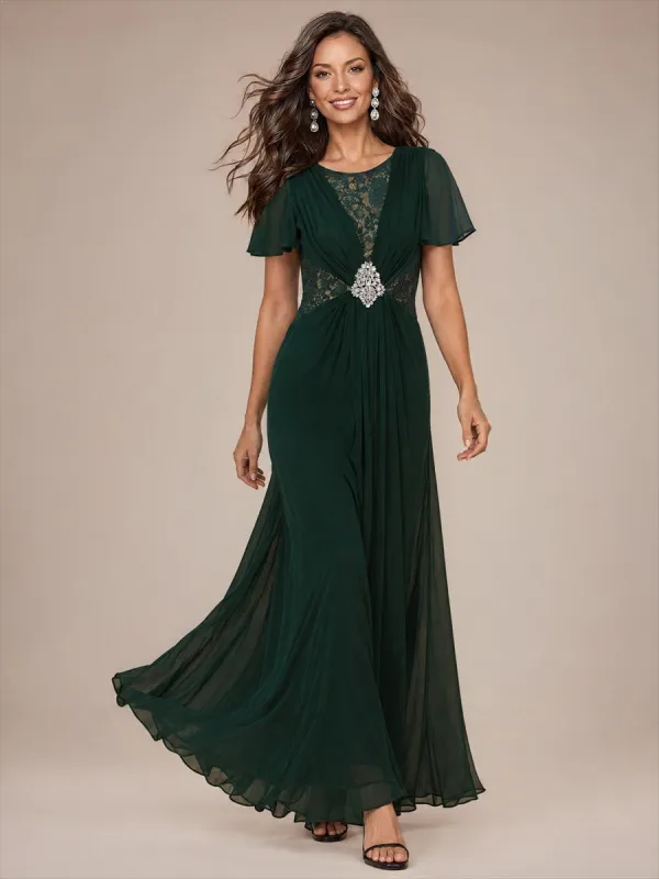 Chiffon Maxi Length Round neckline Mother of the Bride Dress made by Ever Pretty