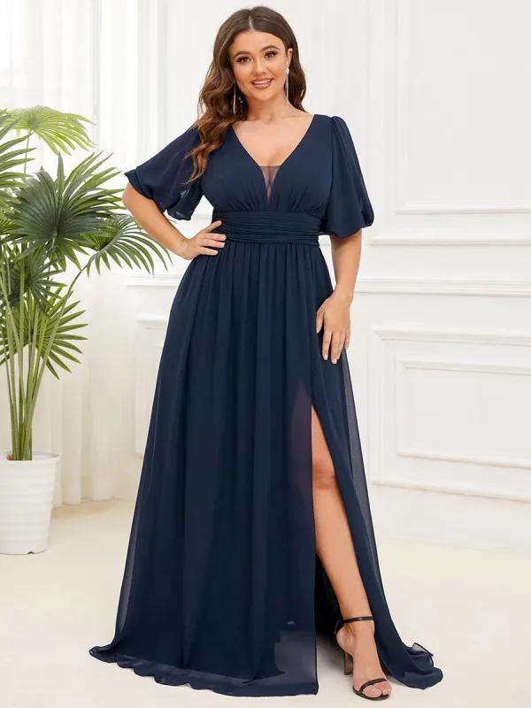 ever MADISON|Custom Size V-Neck Front Slit Chiffon Evening Dress sold by Ever Pretty