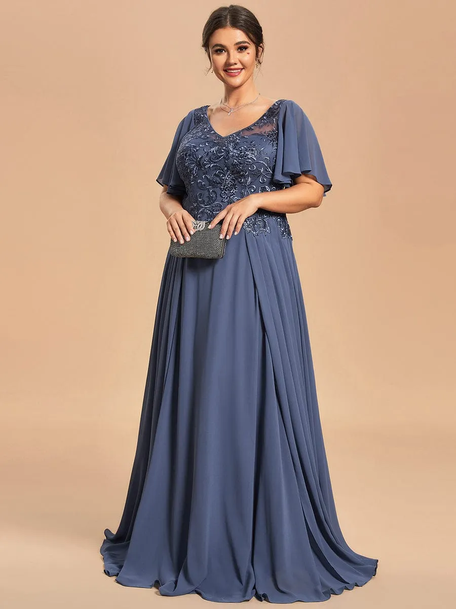 Custom Size Exquisite V-Neck Chiffon Mother of the Bride Dress with Embroidery sold by Ever Pretty product image thumbnail 5