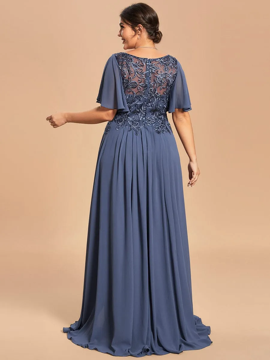 Custom Size Exquisite V-Neck Chiffon Mother of the Bride Dress with Embroidery sold by Ever Pretty product image thumbnail 2