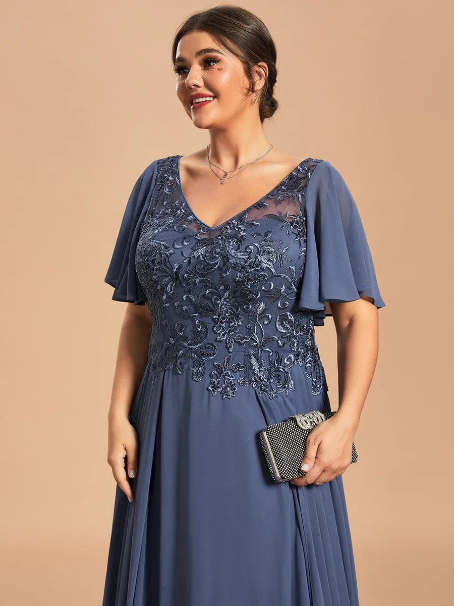 Custom Size Exquisite V-Neck Chiffon Mother of the Bride Dress with Embroidery sold by Ever Pretty product image thumbnail 3