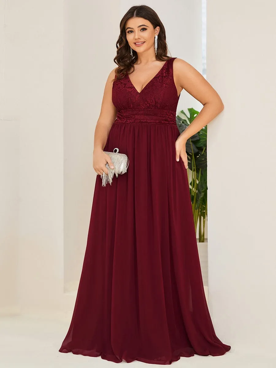 Plus Size Sleeveless Empire Waist V-Neck Chiffon Evening Dress sold by Ever Pretty product image thumbnail 4