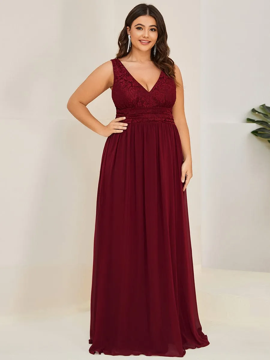 Plus Size Sleeveless Empire Waist V-Neck Chiffon Evening Dress sold by Ever Pretty product image thumbnail 5
