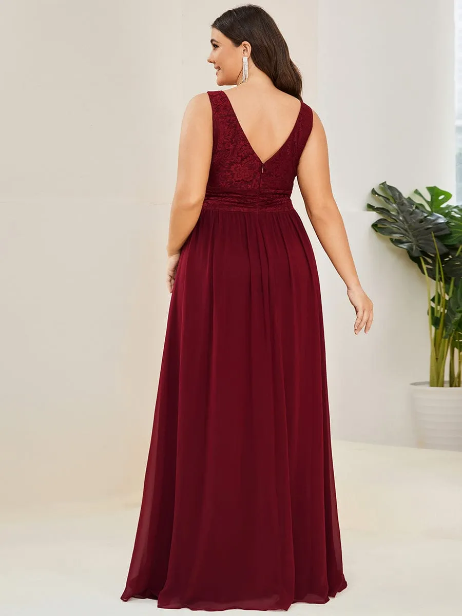 Plus Size Sleeveless Empire Waist V-Neck Chiffon Evening Dress sold by Ever Pretty product image thumbnail 2