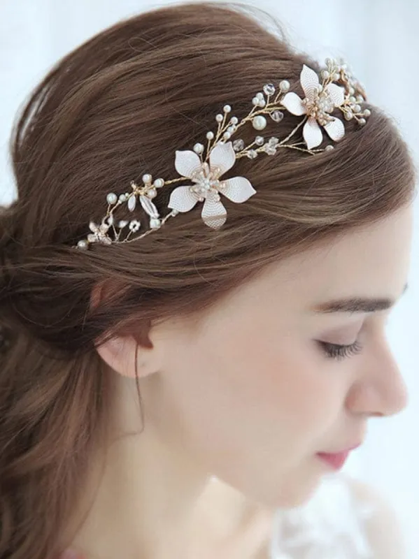 Elegant Gold Flower Headband with Rhinestone sold by Ever Pretty