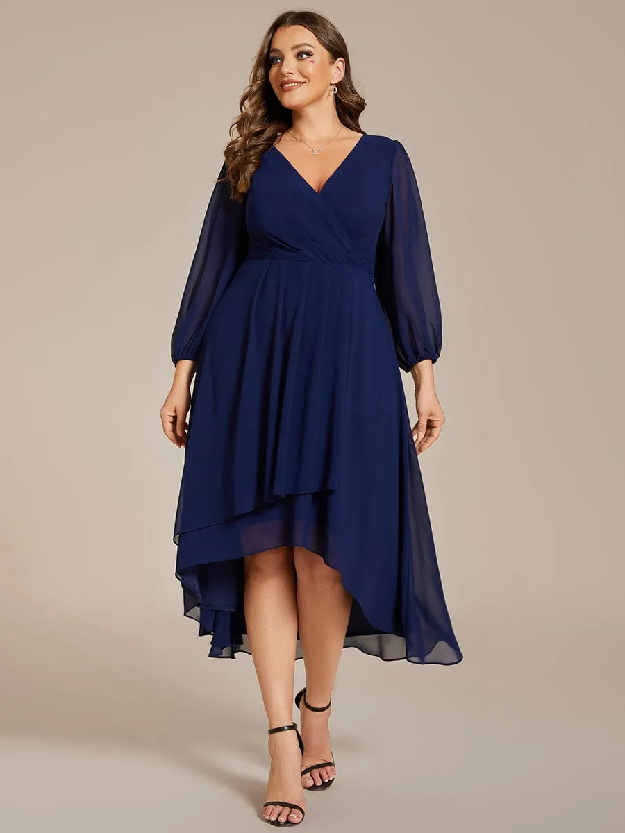 pretty BRIAR|Plus Size Chiffon A-Line 3/4 Sleeves Asymmetrical Hem Wedding Guest Dress sold by Ever Pretty product image thumbnail 3