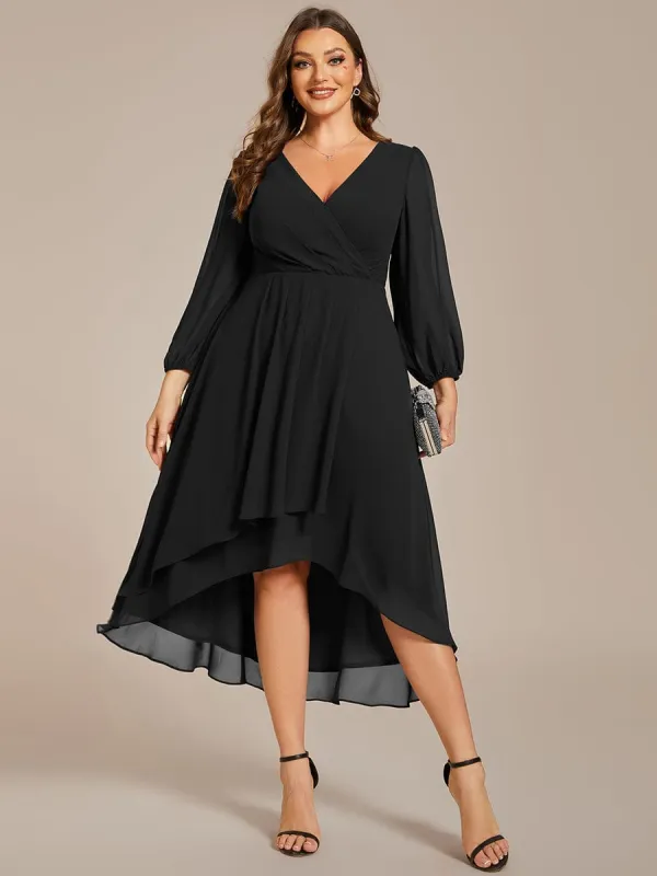 pretty BRIAR|Plus Size Chiffon A-Line 3/4 Sleeves Asymmetrical Hem Wedding Guest Dress sold by Ever Pretty