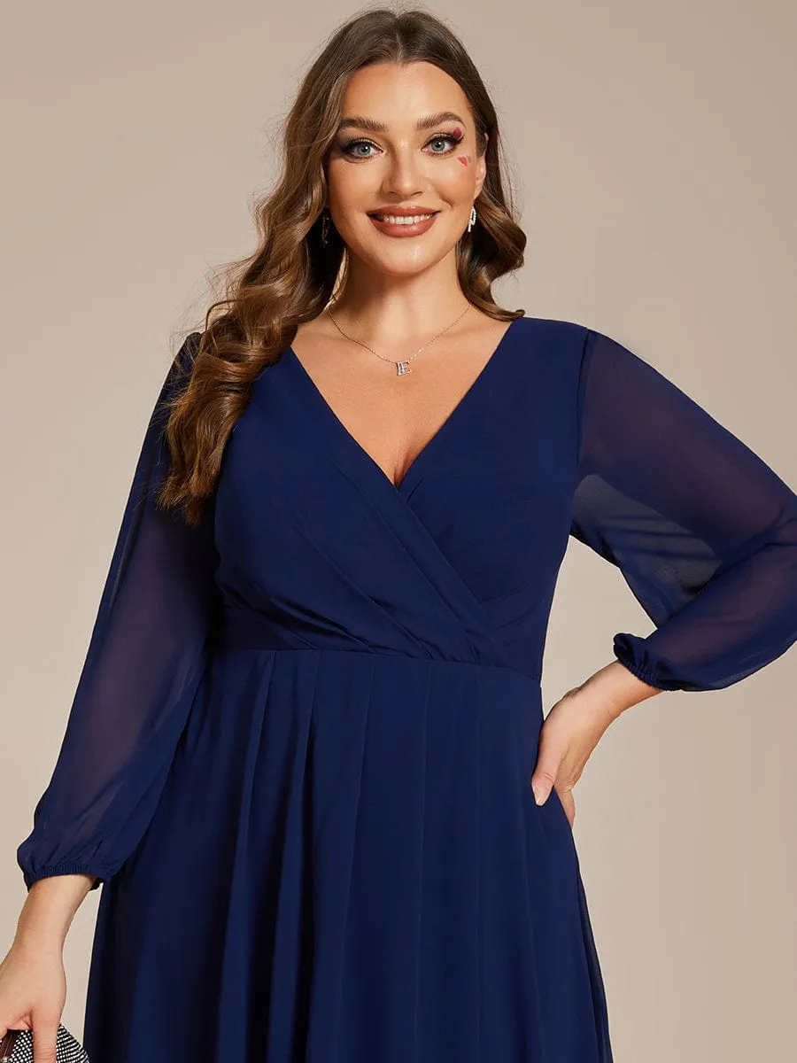pretty BRIAR|Plus Size Chiffon A-Line 3/4 Sleeves Asymmetrical Hem Wedding Guest Dress sold by Ever Pretty product image thumbnail 5
